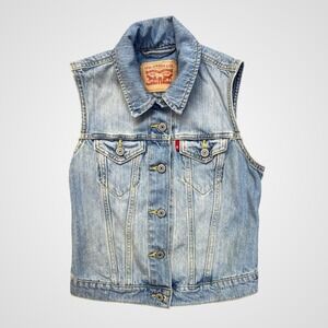 Levi Strauss Denim Trucker Vest Womens XS Light Wash Excellent‎ Button Front